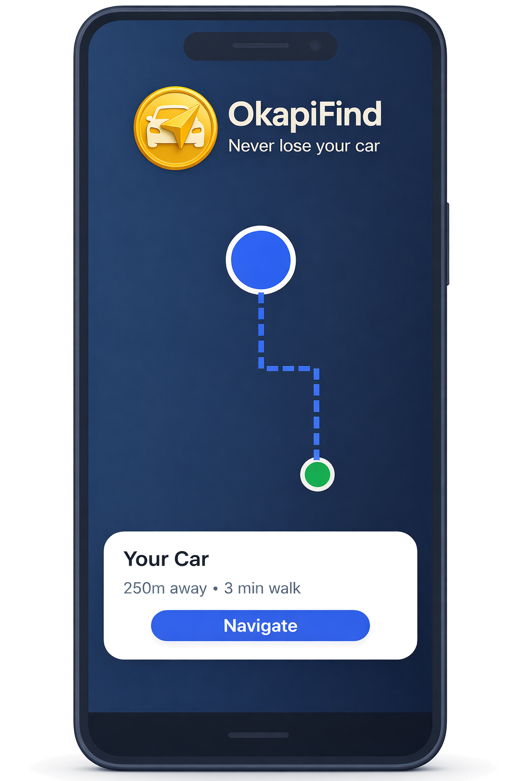 OkapiFind App - Find your car with turn-by-turn navigation